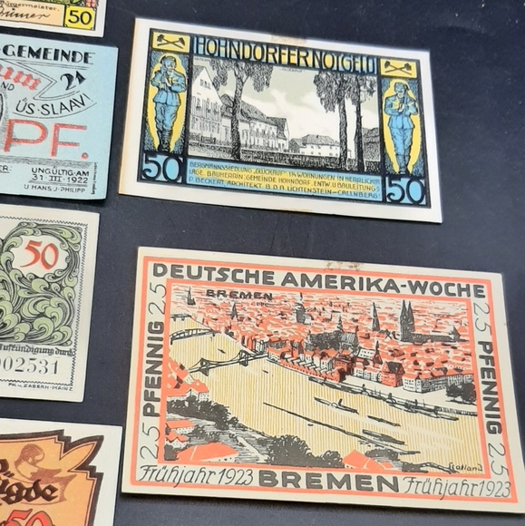 1920's Germany Pfennig Notgeld Banknote Emergency Paper German Money Lot of 10 - Picture 4 of 8